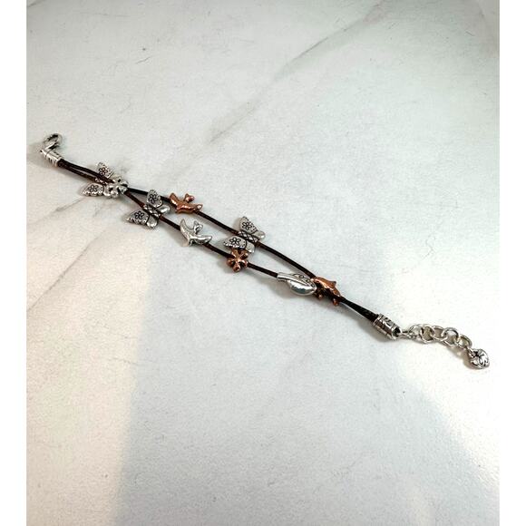 Brighton Free Bird Double strand Silver Copper Tone Bracelet Preowned - Picture 3 of 4